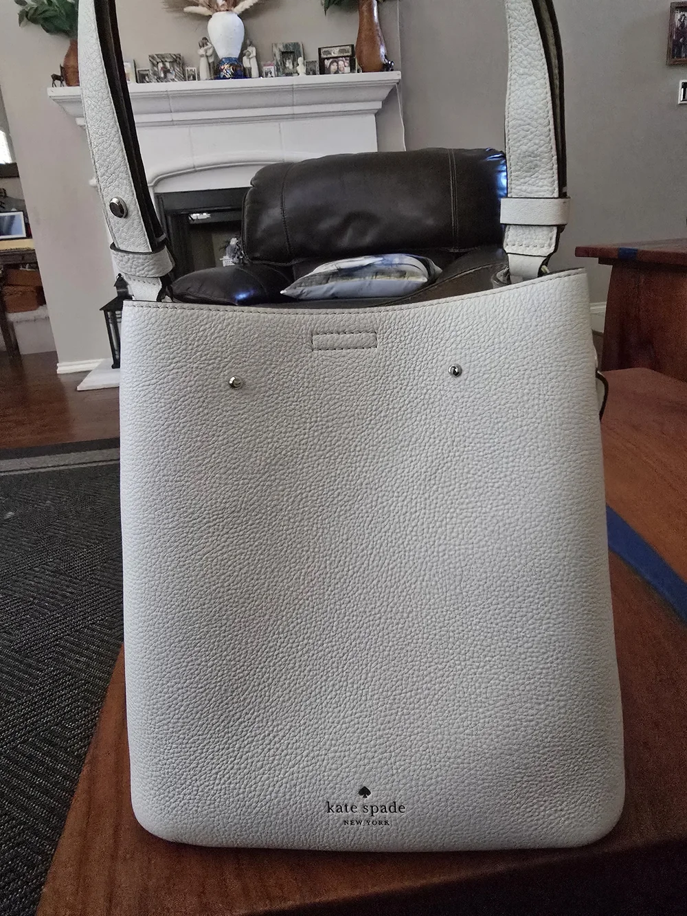 kate spade New York Cream Pebbled Leather Marti Bucket Crossbody Bag